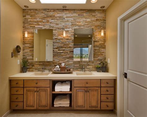 Stacked Stone Tile Bathroom Traditional with Double Sink Master Bath ...