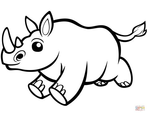 Cute Baby Rhino coloring page | Free Printable Coloring Pages