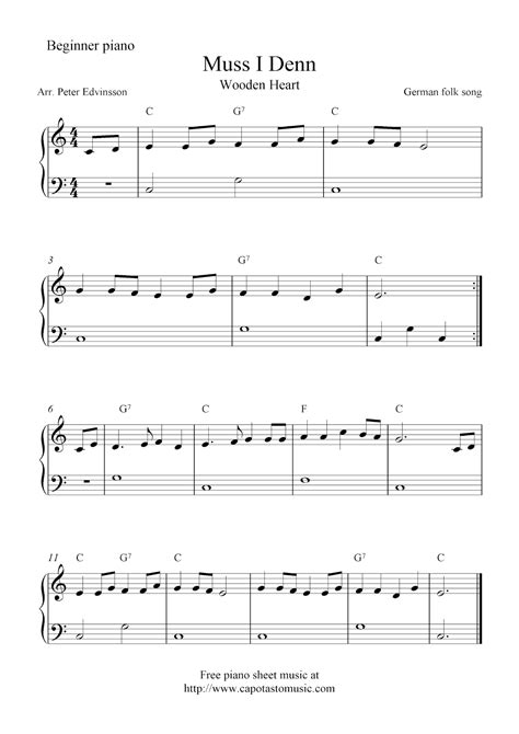 Printable Beginner Piano Sheet Music