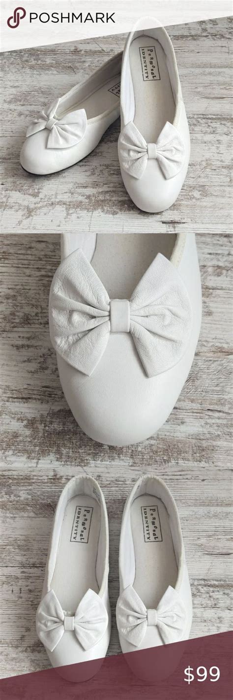 ⚃NWOT White Leather Ballet Flats w/ Bow | Leather ballet flats, Flat ...