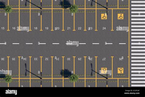 Car parking lot with road markings and numbering parking spaces ...