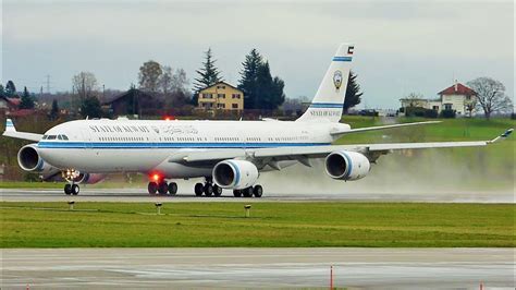 [FullHD] State of Kuwait Airbus A340-500 takeoff at Geneva/GVA/LSGG ...