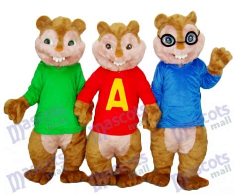 Alvin Simon and Theodore Chipmunk Mascot Adult Costume Animal