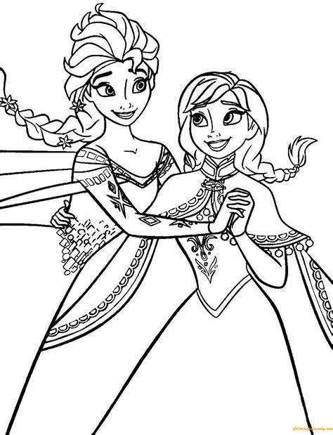 Frozen Anna And Elsa Coloring Page - Free Printable Coloring Pages