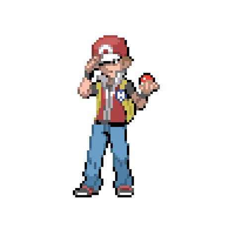 Pixilart - pokemon trainer red sprite. (pokemon origins color) by Anonymous