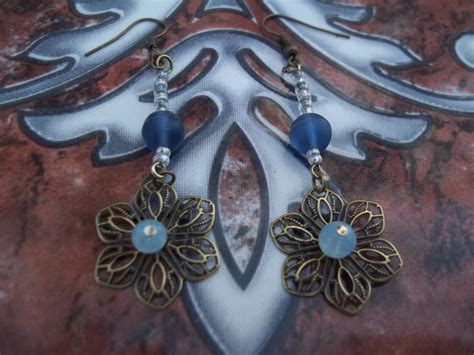 Blue Flower Dangle Earrings