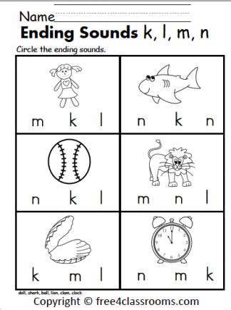 Free Ending Sounds Worksheet - (b, d, f, g) - Free4Classrooms Lkg ...