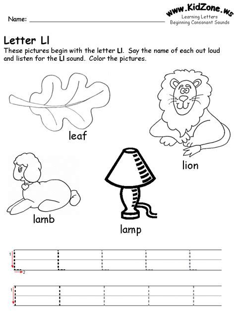 Worksheets For The Letter L In Kindergarten