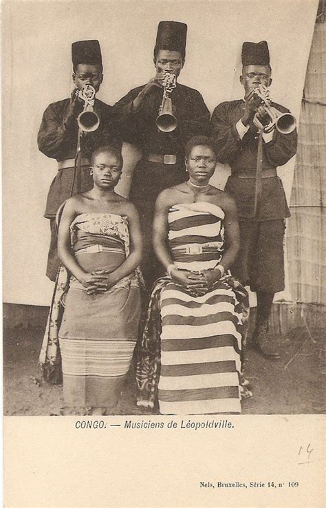 Vintage Postcard of Musicians in DR Congo