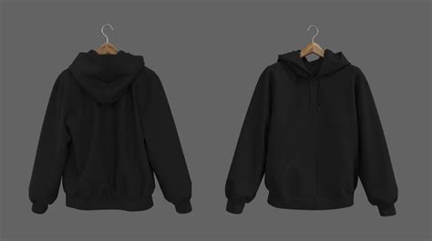 Plain Black Hoodie Template