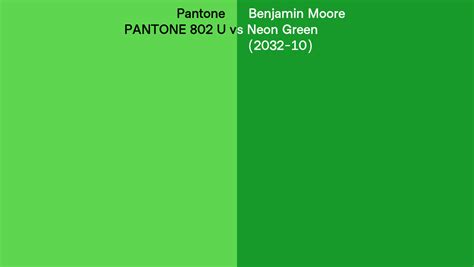 Pantone 802 U vs Benjamin Moore Neon Green (2032-10) side by side ...