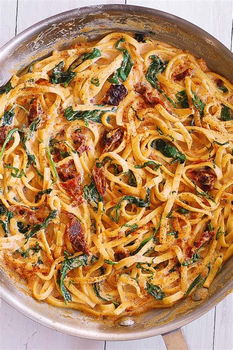 Linguine with Spinach and Sun-Dried Tomato Cream Sauce | Pasta dinner ...