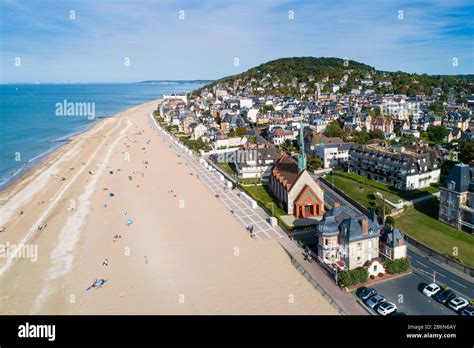 France, Normandy, Aerial view of Houlgate and its beach Stock Photo - Alamy