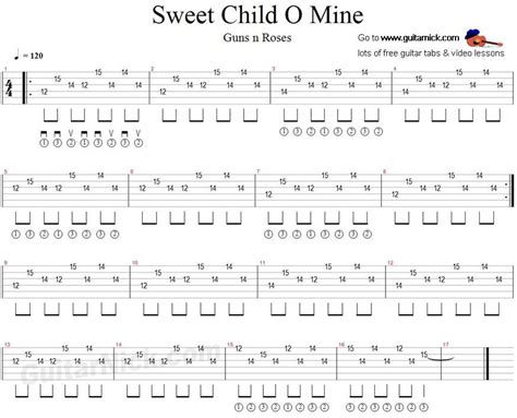 Sweet Child O' Mine: guitar tab - GuitarNick.com Electric Guitar ...