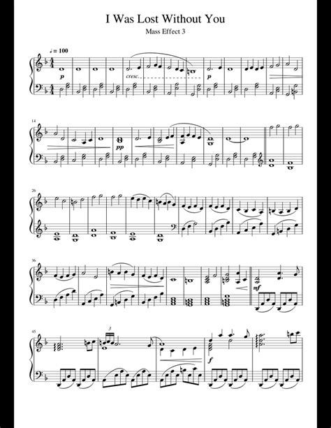 I Was Lost Without You - Mass Effect 3 sheet music for Piano download ...