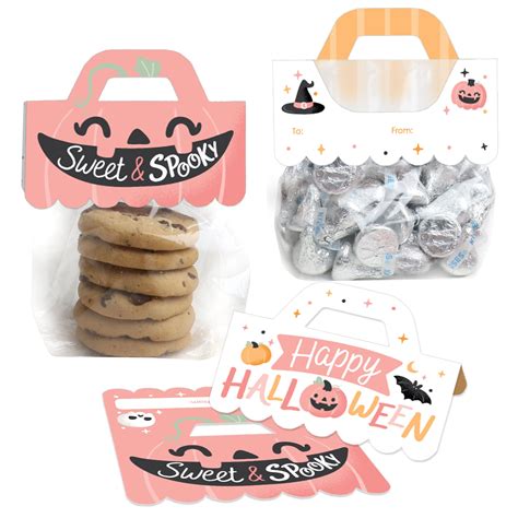 Pastel Halloween - DIY Pink Pumpkin Party Clear Goodie Favor Bag Labels ...