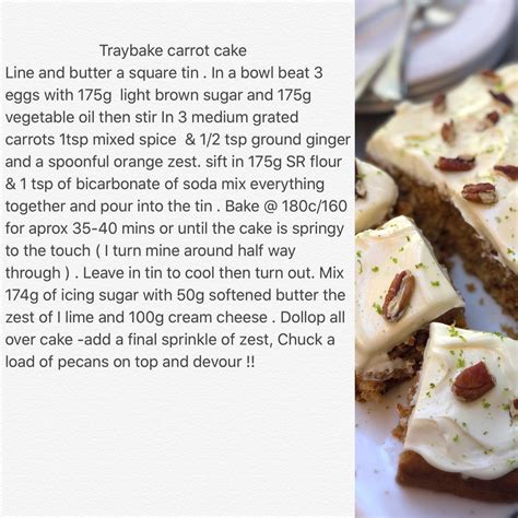 Alex Hollywood on Twitter: "Traybake Carrot Cake Recipe with lime ...