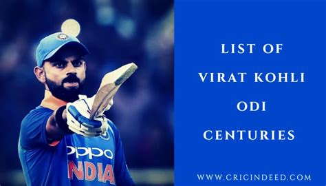 List of Virat Kohli ODI Centuries (Complete Stats) - CricIndeed