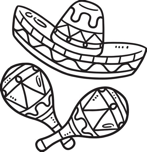 Cinco de Mayo Mexican Hat and Maracas Isolated 14743592 Vector Art at ...