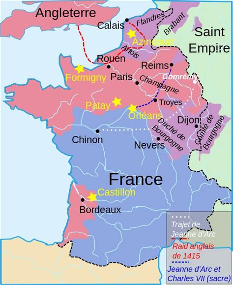 A map of France during the Hundred Years' War. It is around the time of ...