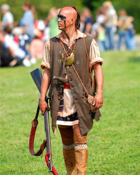 Mohican warrior editorial stock photo. Image of face, reenactment - 4235953