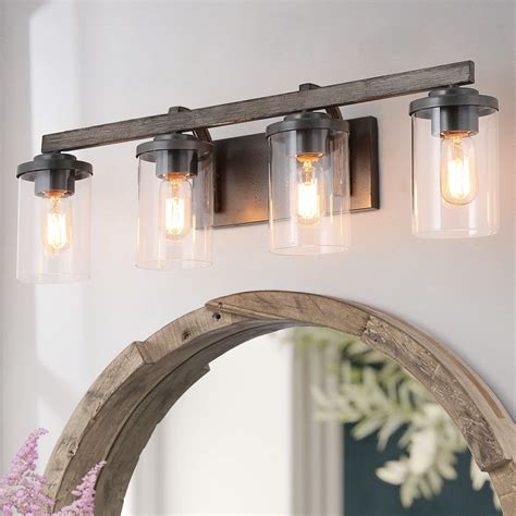 Farmhouse 4-Light Bathroom Vanity Lighting Wall lights Rustic Wall ...