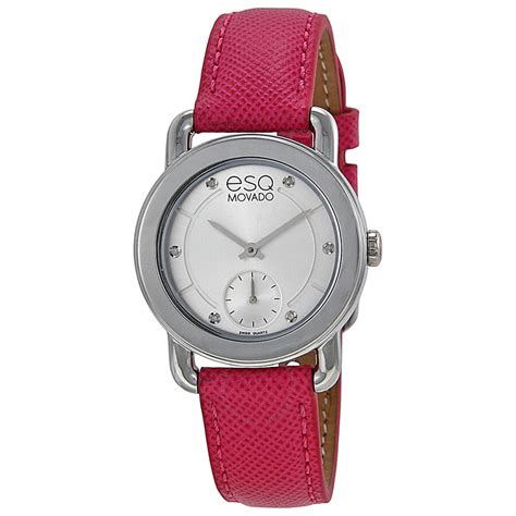 ESQ Classica Silver Dial Pink Leather Strap Ladies Watch 07101447 - ESQ ...