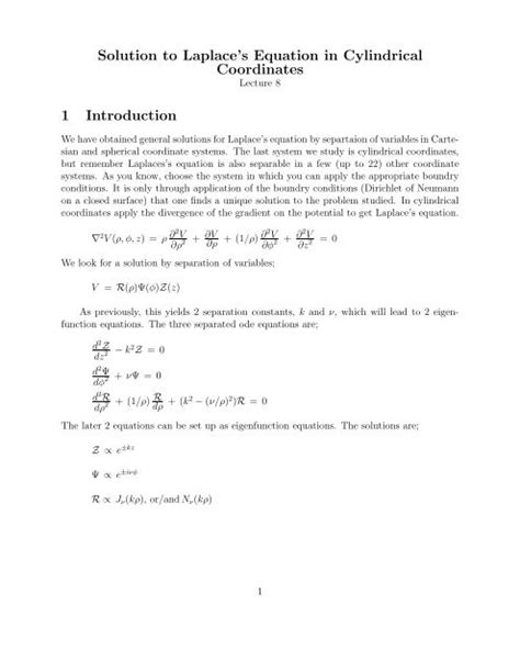 Solution to Laplace's Equation in Cylindrical Coordinates 1 ...