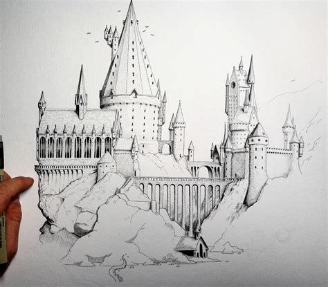 Hogwarts castle drawing. | Harry potter art drawings, Harry potter ...