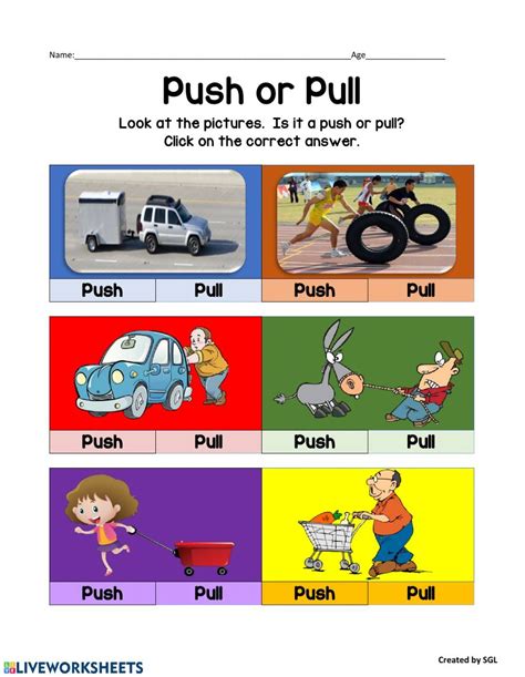 Forces - Push and Pull interactive worksheet for Preschool. You can do ...