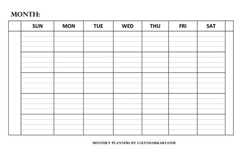 Monthly Schedule Printable