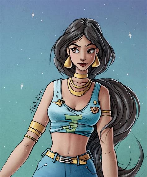 Jasmine [feat. Rajah] (Drawing by Natalico @deviantART) #Aladdin Disney ...