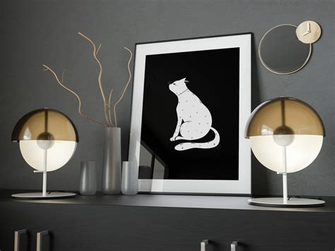 White and Black Cat Printable Poster Cat Wall Decor Animal - Etsy