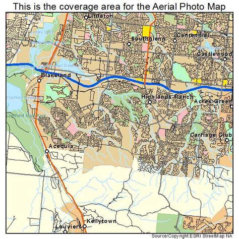 Aerial Photography Map of Highlands Ranch, CO Colorado