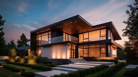 AI Generative Exterior of modern luxury house with garden and beautiful ...