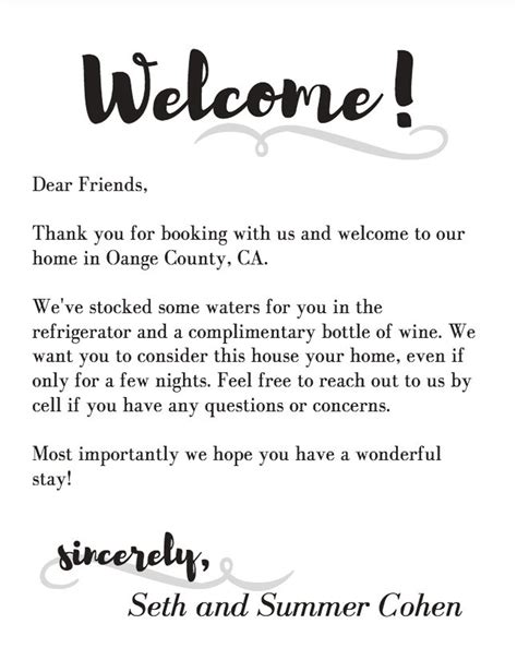 PRINTABLE Custom Welcome Note Welcome to our Home Welcome | Etsy ...