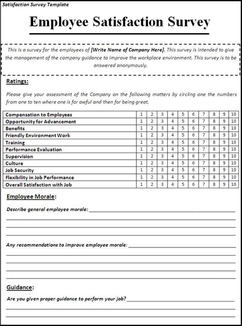 Printable Satisfaction Survey Template | Free Word Templates