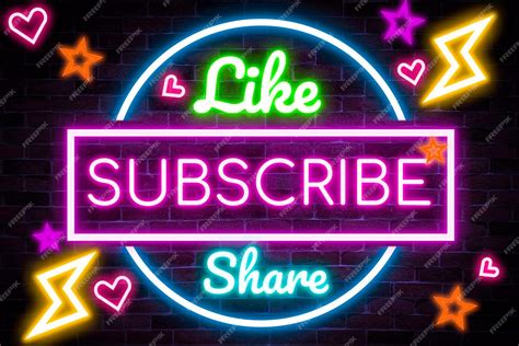 Premium Photo | Like, Share, Subscribe neon banner.