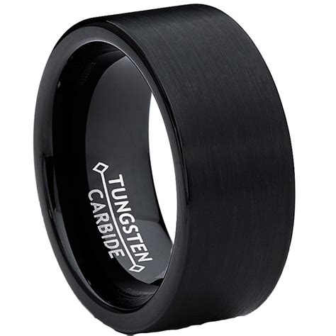 RingWright Co. - 9MM Men's Black Brushed Tungsten Carbide Ring Wedding ...