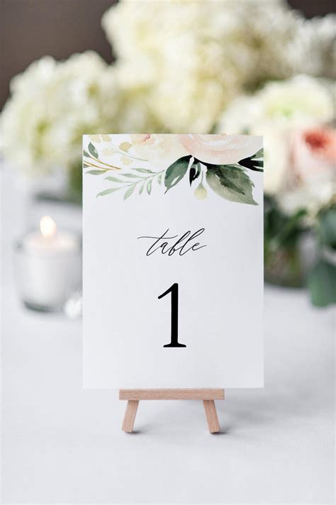 Blush Wedding Table Numbers Printable Table Numbers Template | Etsy ...