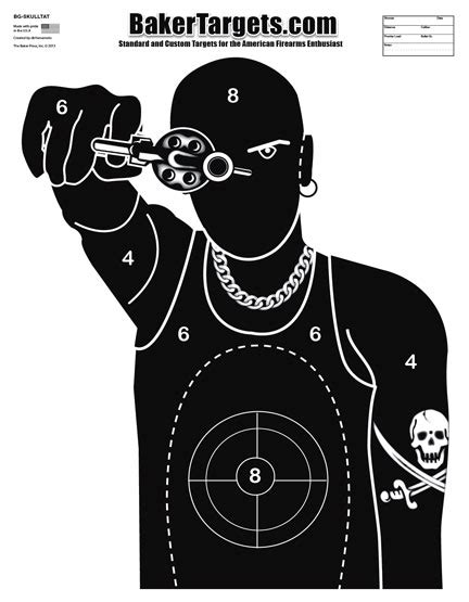 Skull Tattoo Silhouette Target - 250 Pack - Baker Targets