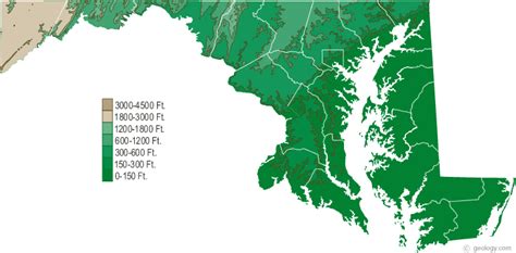 Maryland Physical Map and Maryland Topographic Map