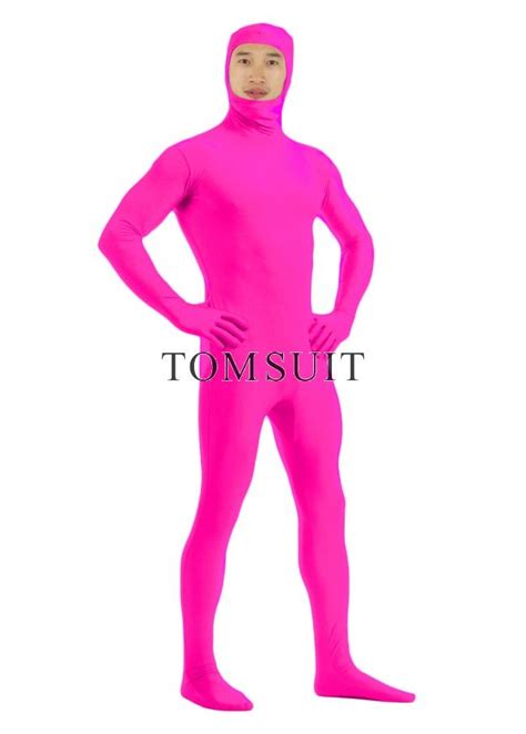 TOMSUIT Spandex Open Face Full Bodysuit Pink Guy Suit | Bodysuit ...