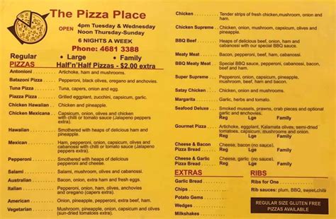 Menu at The Pizza Place pizzeria, Stanthorpe, Shop 2/16 Railway St