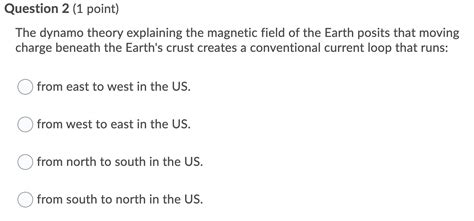 Solved Question 2 (1 point) The dynamo theory explaining the | Chegg.com