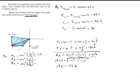 Find the resultant force of the two 3d vectors - YouTube