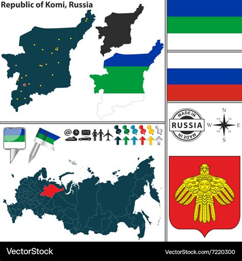 Map of republic komi Royalty Free Vector Image