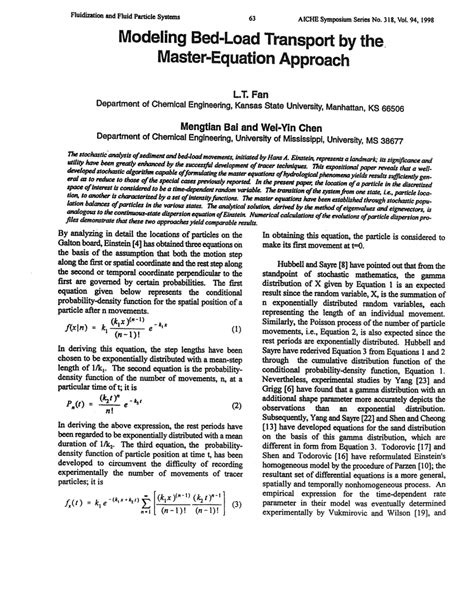 (PDF) Modeling Bed-Load Transport by the Master-Equation Approach