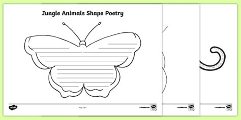 Jungle Animals Shape Poetry Templates for Kids | F-2