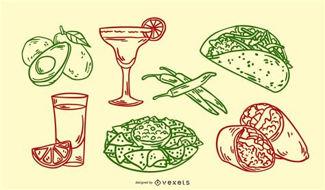 Mexican Food Hand Drawn Illustration Set Vector Download